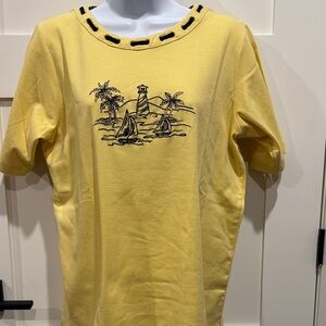 Yellow Short Sleeve Top with Nautical Design